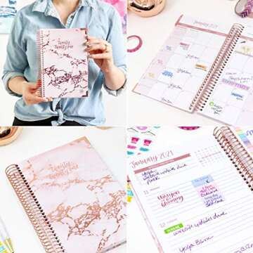 HARDCOVER bloom daily planners 2021 Calendar Year Day Planner (January 2021 - December 2021) - Passion/Goal Organizer - Monthly & Weekly Inspirational Agenda Book - 6" x 8.25" - Pink Marble