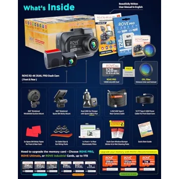 ROVE R2-4K Dual PRO Dash Cam with 128GB Card
