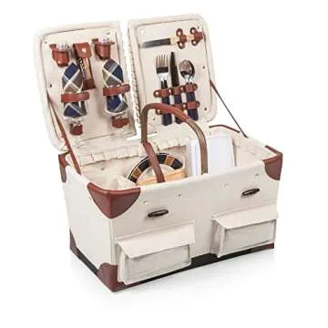 Elegant Pioneer Deluxe Picnic Basket Set for Romantic Picnics with Blanket