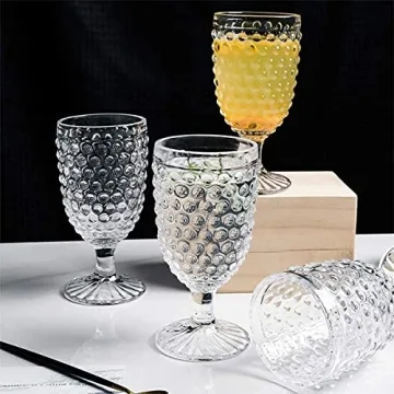 Vintage Hobnail Drinking Goblet Glasses Set of 6 for All Occasions