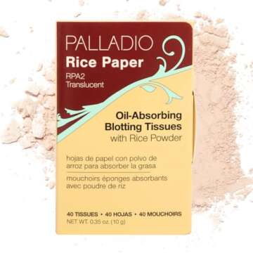 Palladio Facial Tissues - Natural Rice, Oil Absorbing & Travel Size, 3 Pack, 120 Sheets
