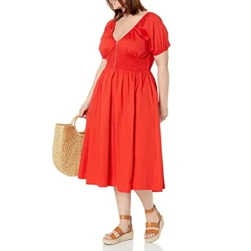 Daksha Cotton Smocked Zipper Dress Women's Plus Size