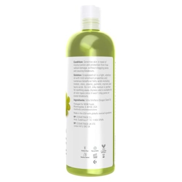 Now Foods Grapeseed Oil 16 oz Lightweight Moisturizer
