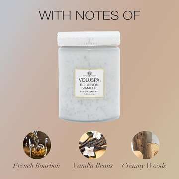 Voluspa Bourbon Vanille, Small Candle Jar, 5.5 Ounces, 50 Hour Burn Time, Coconut Wax for Clean Burning, Handcrafted in The USA