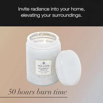 Voluspa Bourbon Vanille, Small Candle Jar, 5.5 Ounces, 50 Hour Burn Time, Coconut Wax for Clean Burning, Handcrafted in The USA