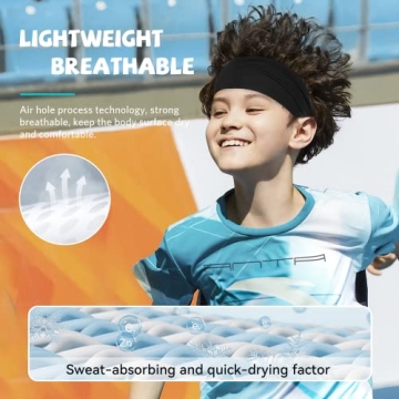 Breathable Athletic Headbands for Kids - 6-Pack
