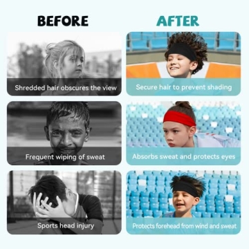 Breathable Athletic Headbands for Kids - 6-Pack