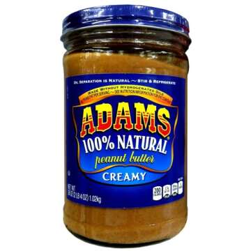 Adams 100% Natural Creamy Peanut Butter 36oz (2 Pack)