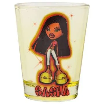 Silver Buffalo Bratz Sparkle Featuring Sasha, Cloe, Jasmin, and Jade 4 Pack Mini Glasses, 1.5 Ounces