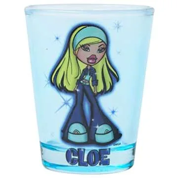 Silver Buffalo Bratz Sparkle Featuring Sasha, Cloe, Jasmin, and Jade 4 Pack Mini Glasses, 1.5 Ounces