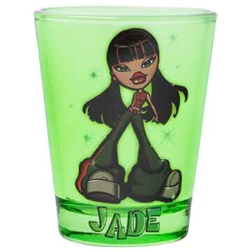 Silver Buffalo Bratz Sparkle Featuring Sasha, Cloe, Jasmin, and Jade 4 Pack Mini Glasses, 1.5 Ounces