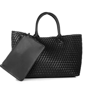 Fashion Woven Vegan Leather Shopper Bag - Large Capacity Tote for Women