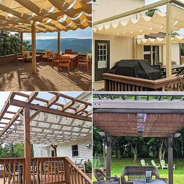 Windscreen4less 4' x 12' Retractable Sun Shade Canopy Cover Sliding Wave Shade Sail for Pergola Pati...