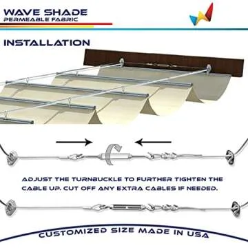 Windscreen4less 4' x 12' Retractable Sun Shade Canopy Cover Sliding Wave Shade Sail for Pergola Patio Deck Yard Gazebo Outdoor (Beige)