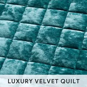 RECYCO Luxury Velvet Quilt Set Full Queen Size, Lightweight Velvet Comforter Set, Oversized Bedspread Coverlet Quilted Bedding Set, with 2 Matching Pillow Shams, for All Season, Teal