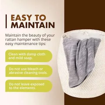 KOUBOO Laguna Rattan Beehive Hamper, Removable Cotton Liner, Laundry Hamper, Bathroom, Bedroom, Kids Room, Nursery, Hamper with Lid, Home Essentials, White Wash