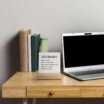 Positive Little Reminders You are Enough Desk Wood Plaque Sign with Wooden Stand,Dorm Signs for College Girls, Inspirational Signs Decor for Office Dorm Desk,You Are Enough Gifts