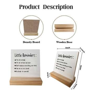 Positive Little Reminders You are Enough Desk Wood Plaque Sign with Wooden Stand,Dorm Signs for College Girls, Inspirational Signs Decor for Office Dorm Desk,You Are Enough Gifts