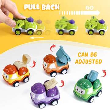 Kiddiworld Mini Car Toys for 1 Year Old Boy Gifts, 12 Sets Pull-Back Trucks with Playmat/Storage Box for Toddlers Age 1-2, Baby Toys 12-18 Months, 1st Christmas Birthday Gifts for One Year Olds