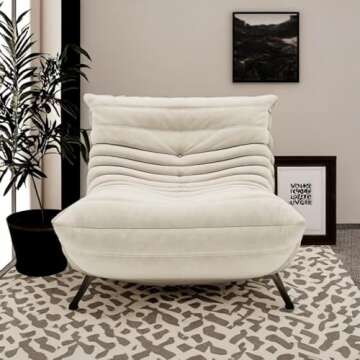 Fireside Chair, Modern Foor Couch Sofa, Soft Suede Floor Lounge Chair Lazy Sofa Accent Chair for Living Room Bedroom Salon Office