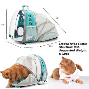 Lollimeow Cat Carrier Backpack, Bubble Expandable Backpack Carrier, Pets and Small Dogs,Airline-Appr...