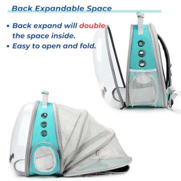 Lollimeow Cat Carrier Backpack, Bubble Expandable Backpack Carrier, Pets and Small Dogs,Airline-Approved, Designed for Travel, Hiking, Walking & Outdoor Use (Back Expandable-Green)