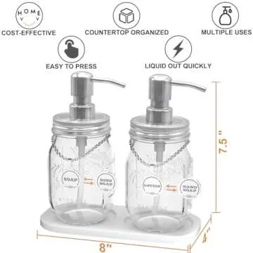 Stylish Mason Jar Soap Dispenser Set for Home Decor