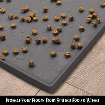 DogBuddy Dog Food Mat, Waterproof Dog Bowl Mat, Silicone Dog Mat for Food and Water, Pet Food Mat with Edges, Dog Food Mats for Floors, Nonslip Dog Feeding Mat, Puppy Supplies