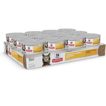 Hill's Science Diet Urinary Hairball Control, Adult 1-6, Urinary Track Health & Hairball Control Support, Wet Cat Food, Chicken Minced, 5.5 oz Can, Case of 24