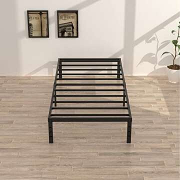 Upcanso Twin Bed Frame 16 Inch - Heavy Duty Metal Platform, No Box Spring Needed