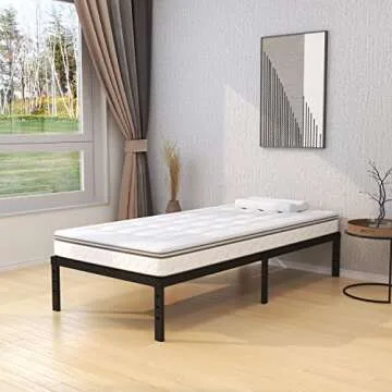 Upcanso No Box Spring Twin Bed Frame 16 Inch Heavy Duty Steel Support