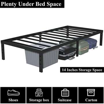 Upcanso No Box Spring Twin Bed Frame 16 Inch Heavy Duty Steel Support