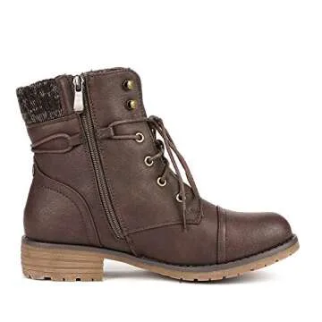 DREAM PAIRS Women's Lace Up Combat Boots Ankle Booties,Size 8.5,Brown,PEAKK