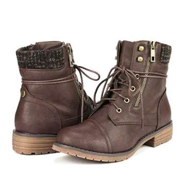 DREAM PAIRS Women's Lace Up Combat Boots Ankle Booties,Size 8.5,Brown,PEAKK