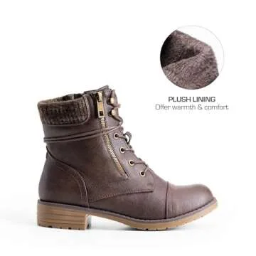 DREAM PAIRS Women's Lace Up Combat Boots Ankle Booties,Size 8.5,Brown,PEAKK