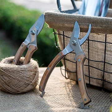 BUGUI Wood Handle Pruning Shears with SK-5 Steel Blade