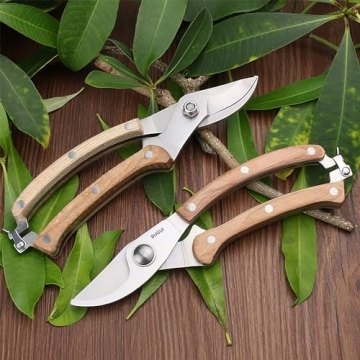 BUGUI Wood Handle Pruning Shears with SK-5 Steel Blade