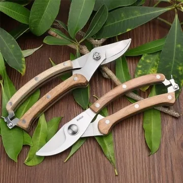 BUGUI Wood Handle Pruning Shears with SK-5 Steel Blade