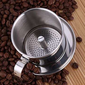 XH Vietnamese Coffee Filter Maker Press Stainless Steel Coffee Filter, Reusable Single Cup Coffee Br...