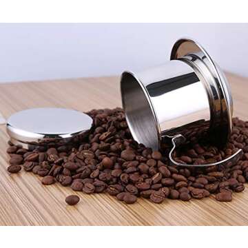 XH Vietnamese Coffee Filter Maker Press Stainless Steel Coffee Filter, Reusable Single Cup Coffee Brewer