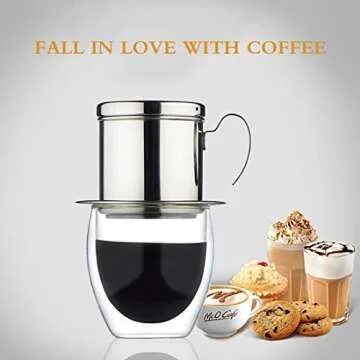 XH Vietnamese Coffee Filter Maker Press Stainless Steel Coffee Filter, Reusable Single Cup Coffee Brewer