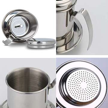 XH Vietnamese Coffee Filter Maker Press Stainless Steel Coffee Filter, Reusable Single Cup Coffee Brewer