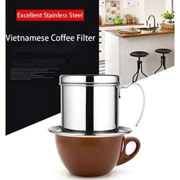 XH Vietnamese Coffee Filter Maker Press Stainless Steel Coffee Filter, Reusable Single Cup Coffee Brewer