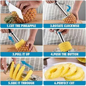 Pineapple Corer and Slicer Tool, Pineapple Cutter Stainless Steel Fruit Peeler Corer Slicer Cutter with Sharp Blade Pineapple Eye Peeler for Home and Kitchen