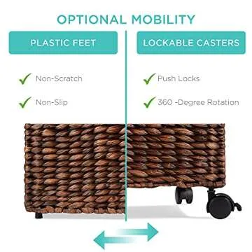 Best Choice Products Water Hyacinth Rolling Filing Cabinet