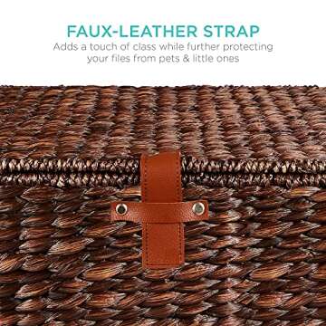 Best Choice Products Water Hyacinth Rolling Filing Cabinet