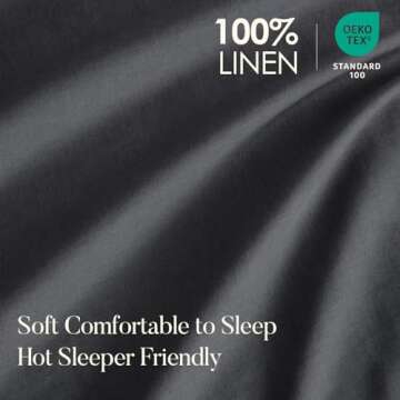 DAPU Pure Linen Sheets Set, 100% French Linen from Normandy, Breathable and Durable for Hot Sleepers...