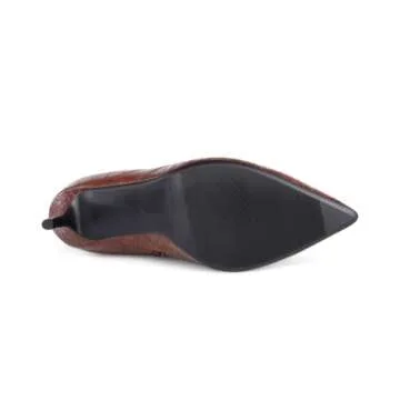 Choiran Brown Knee High Boots for Women - Pointed Toe Sexy Stiletto Heel Boots with Side Zipper, Fashion High Crocodile Boot for Ladies, Elegant Long Boots for Fall Spring Tall Boots US 8