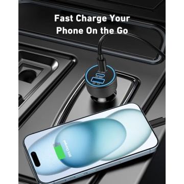 67W 3-Port Super Fast Type C Car Charger USB C for Samsung Galaxy S24 S23 S22 S21 Ultra A54 A53 A15 A14, iPhone 16/15 Pro Max, Android, PD/QC Car Adapter Accessories for Men Women + 3FT USB-C Cable