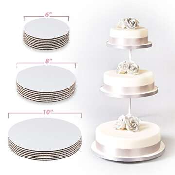 StarMar Set of 18 - Cake Board Rounds, Circle Cardboard Base, 6, 8 and 10-Inch. Perfect for Cake Decorating, 6 of Each Size
